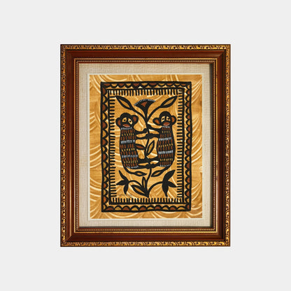 Vibrant Sohrai Painting - Playful Forest Monkeys (Unframed)