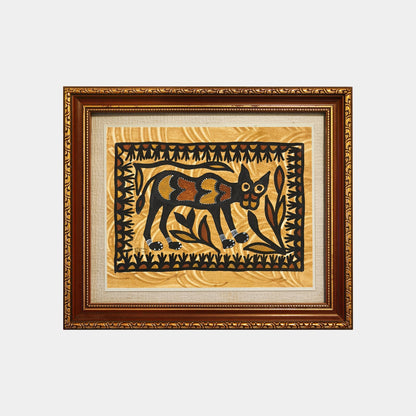 Striking Sohrai Painting - The Forest Wildcat (Unframed)