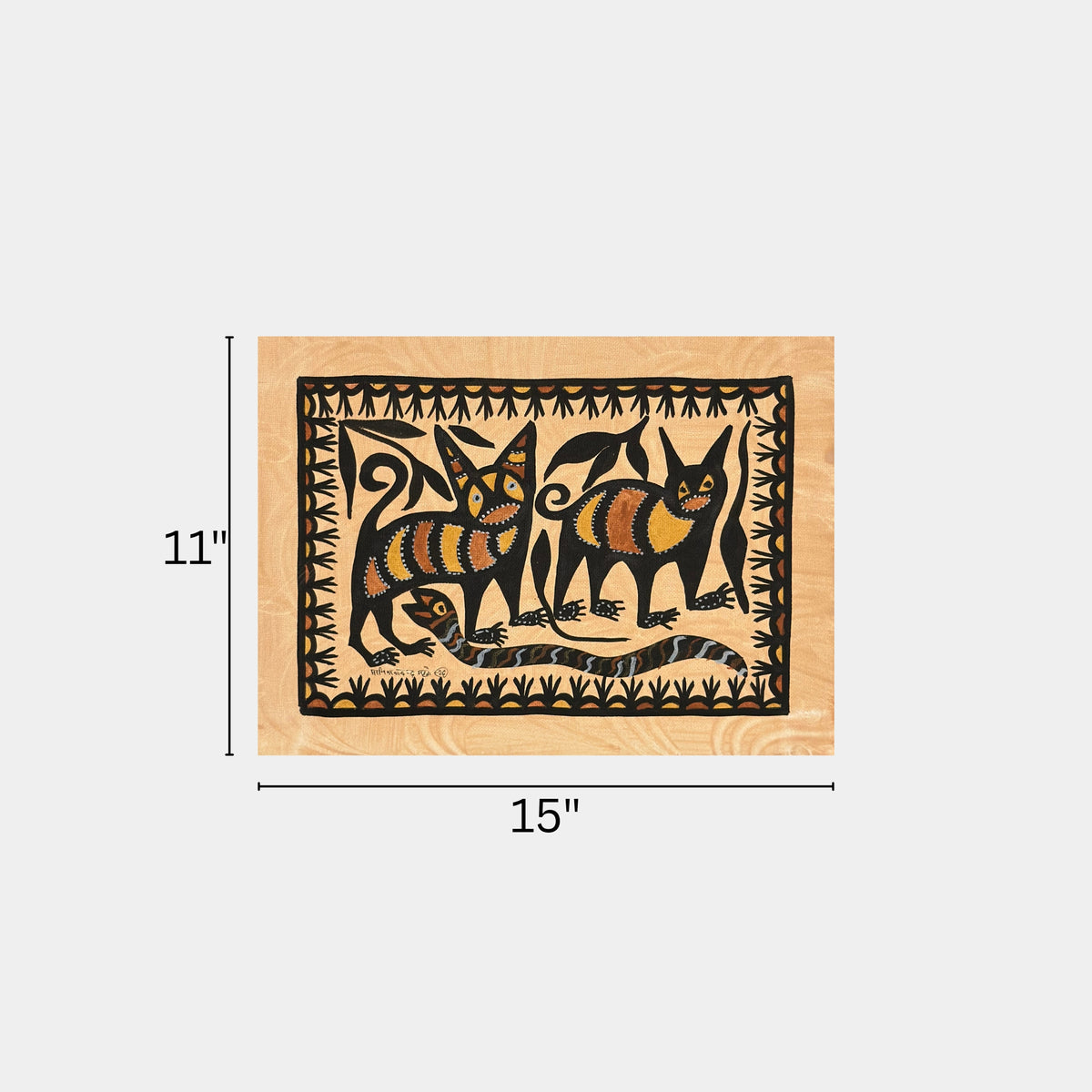 traditional sohrai wild cats & serpent wall art (unframed)