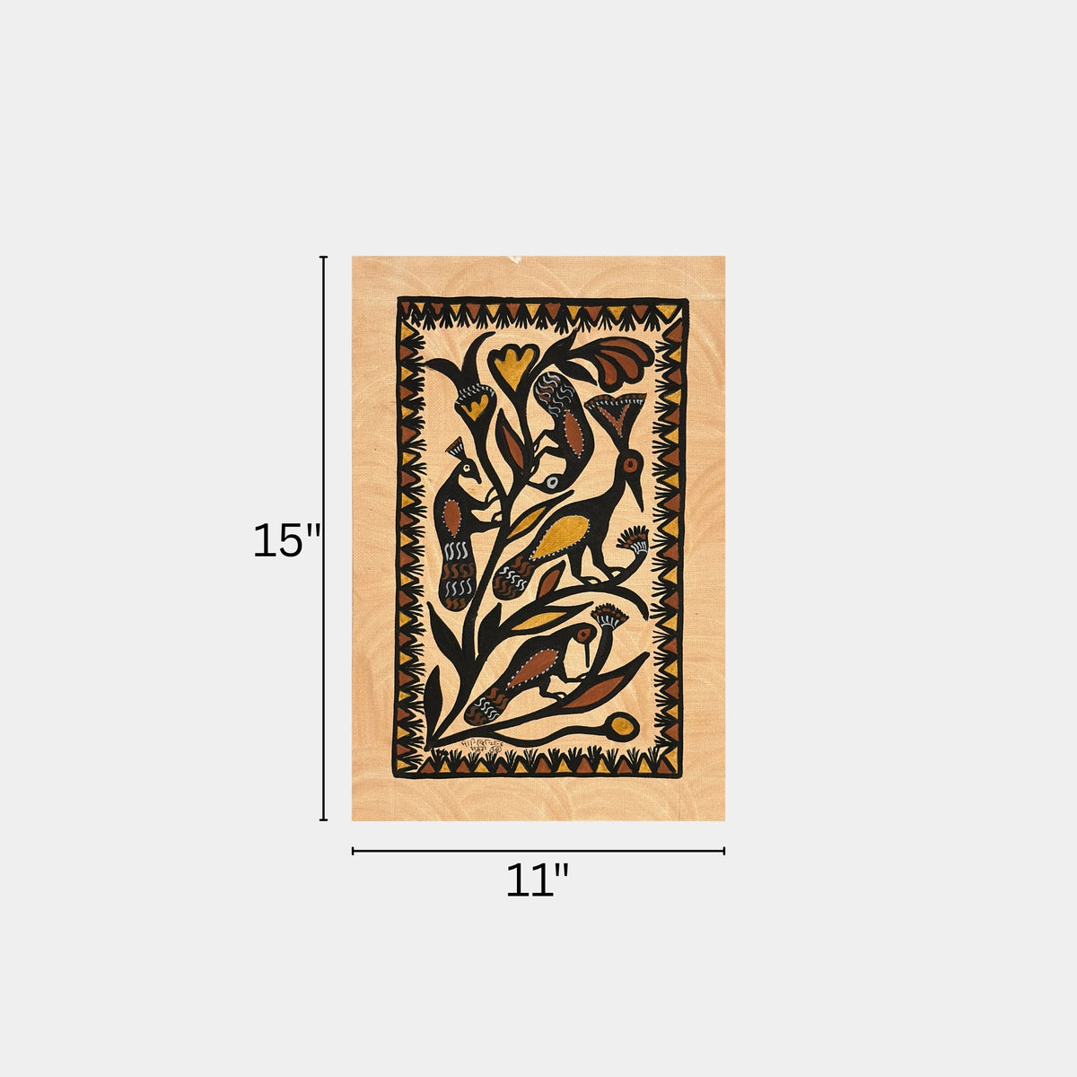 traditional sohrai tree of life & birds wall art (unframed)