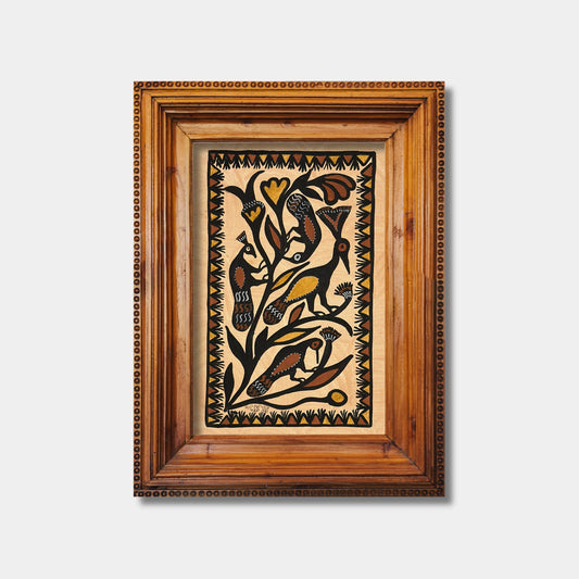 Traditional Sohrai Tree of Life & Birds Wall Art (Unframed)