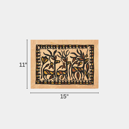 Traditional Sohrai Horned Deer Herd Wall Art (Unframed)