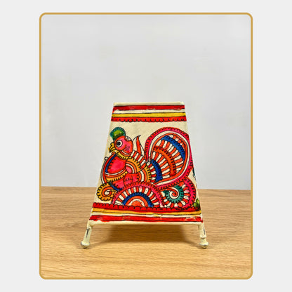 Tholu Bommalata Lamp – Floral and peacock motifs (5" - Rectangular)