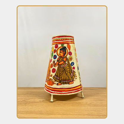 Tholu Bommalata Lamp – Lord Buddha with Floral Motifs  (8" - Conical)