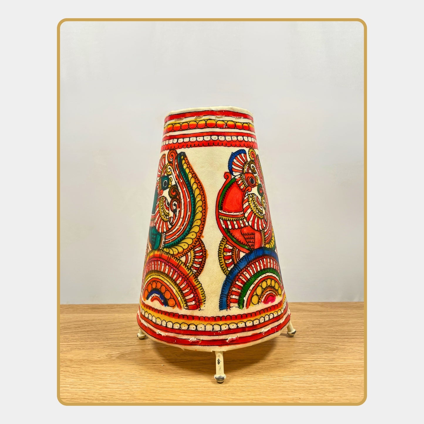 tholu bommalata lamp – majestic peacock motif (8" - conical)