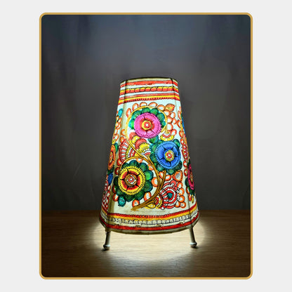 Tholu Bommalata Lamp – Floral Art  (8" - Conical)