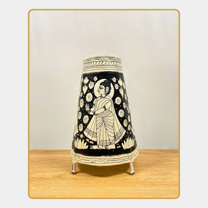 Tholu Bommalata Lamp – Monochrome Lord Buddha  (8" - Conical)