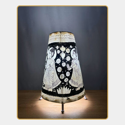 Tholu Bommalata Lamp – Monochrome Lord Buddha  (8" - Conical)