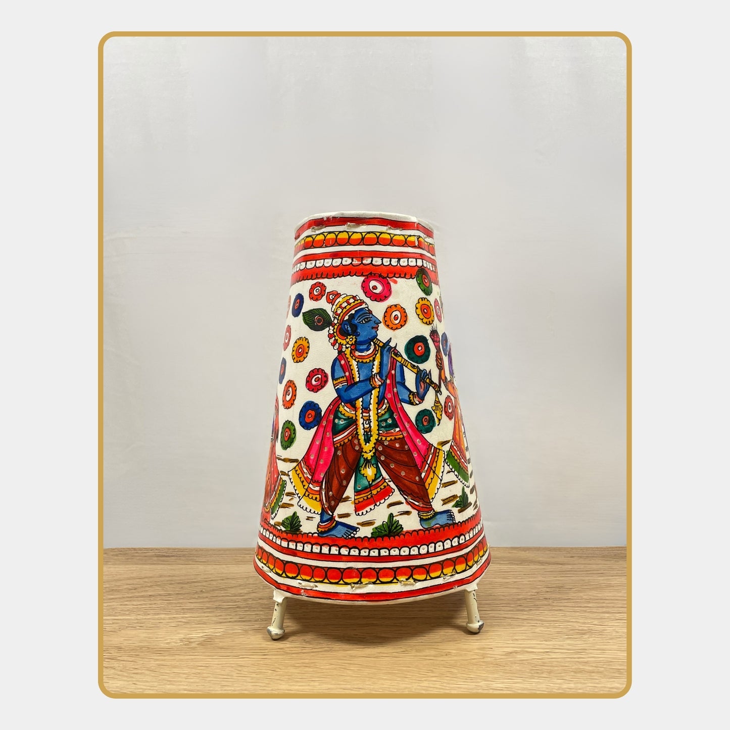 tholu bommalata lamp – radha krishna raas leela  (8" - conical)