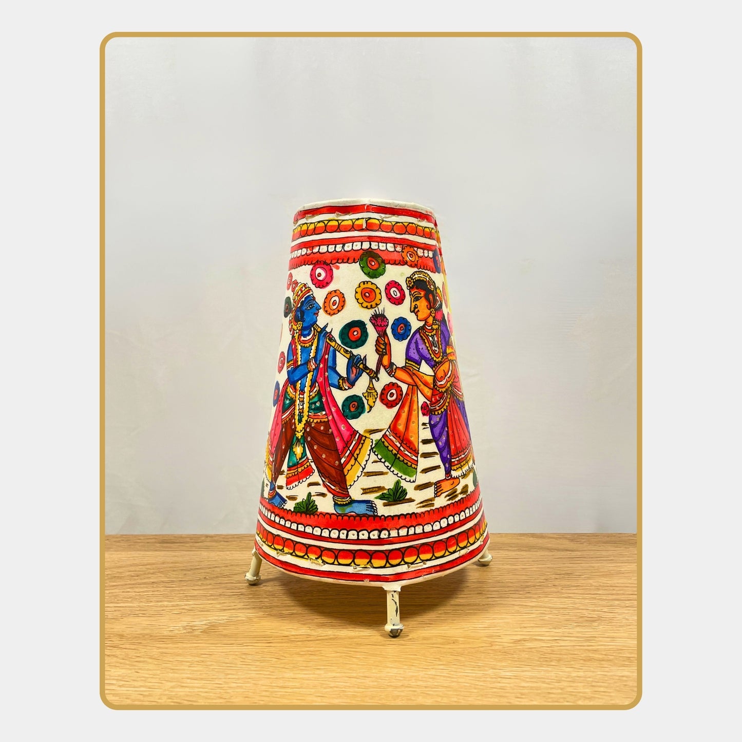 tholu bommalata lamp – radha krishna raas leela  (8" - conical)