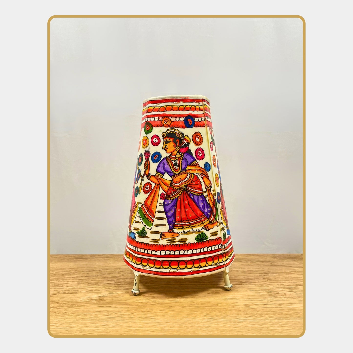 tholu bommalata lamp – radha krishna raas leela  (8" - conical)