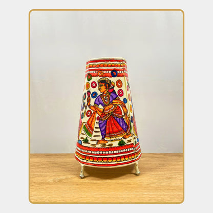 Tholu Bommalata Lamp – Radha Krishna Raas Leela  (8" - Conical)