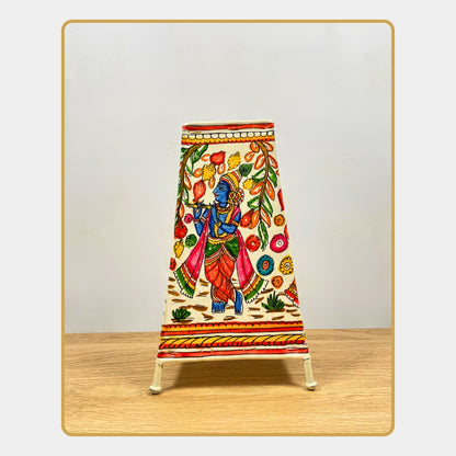 Tholu Bommalata Lamp – Radha Krishna Under Kadamba Tree  (8" - Rectangular)