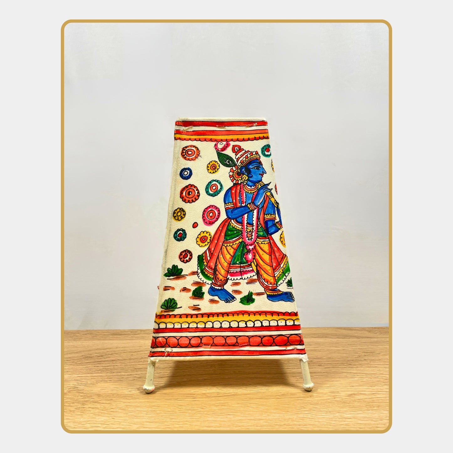 tholu bommalata lamp – close-up of radha krishna  (8" - rectangular)