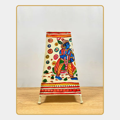 Tholu Bommalata Lamp – Close-Up of Radha Krishna  (8" - Rectangular)