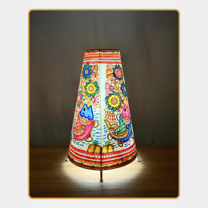 Tholu Bommalata Lamp – Fish & Floral Fantasy  (12" -Conical)