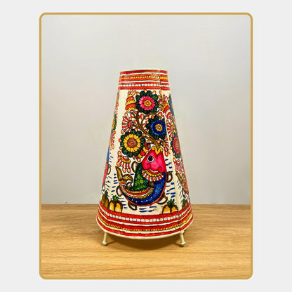 Tholu Bommalata Lamp – Fish & Floral Fantasy  (12" -Conical)