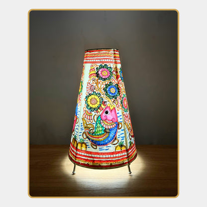 Tholu Bommalata Lamp – Fish & Floral Fantasy  (12" -Conical)