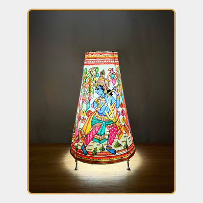 Tholu Bommalata Lamp – Krishna & Radha in the Forest  (12" -Conical)