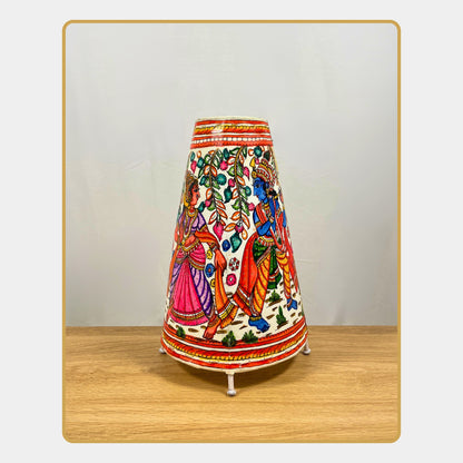 Tholu Bommalata Lamp – Krishna & Radha in the Forest  (12" -Conical)