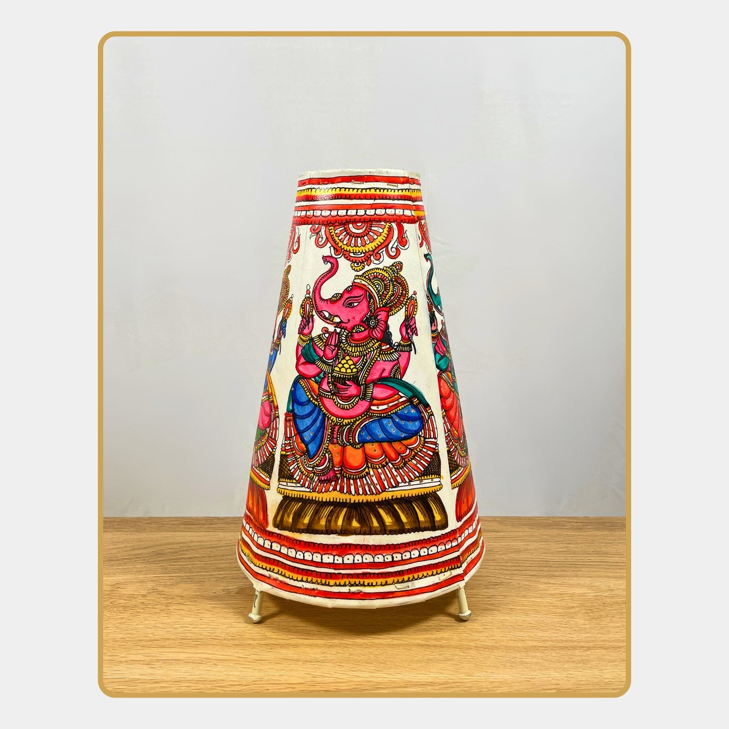 tholu bommalata lamp – lord ganesha in a divine pose (12" -conical)