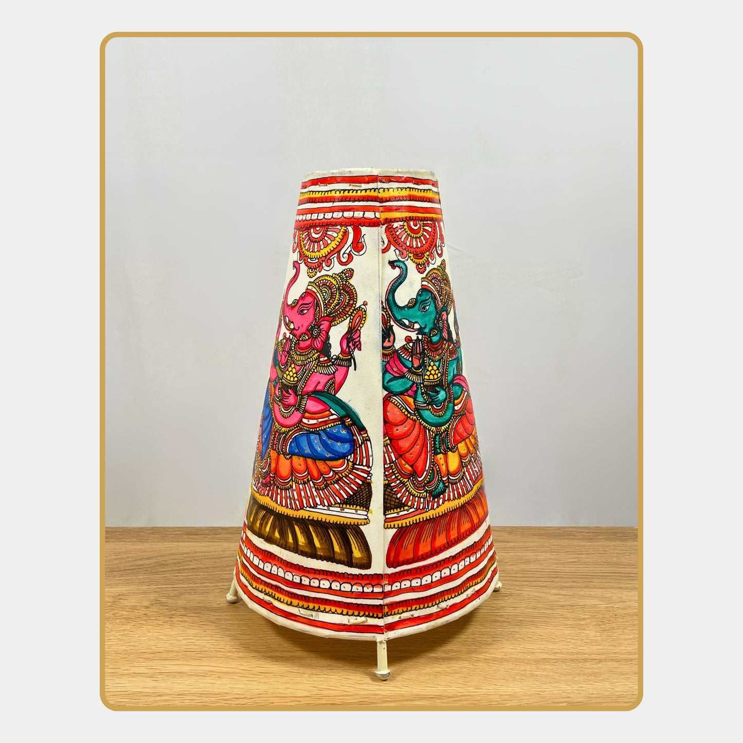 tholu bommalata lamp – lord ganesha in a divine pose (12" -conical)