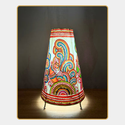 Tholu Bommalata Lamp – Paisley Bird Folk Art Lamp (12" -Conical)