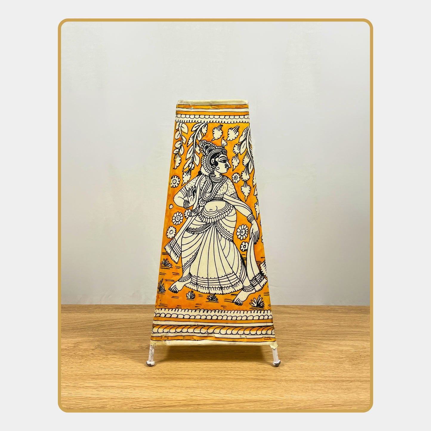 tholu bommalata lamp – dancing radha krishna monochrome lamp (12" - rectangular)