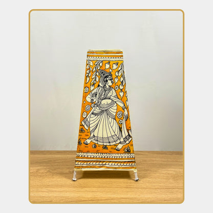 Tholu Bommalata Lamp – Dancing Radha Krishna Monochrome Lamp (12" - Rectangular)