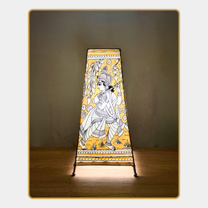 Tholu Bommalata Lamp – Dancing Radha Krishna Monochrome Lamp (12" - Rectangular)