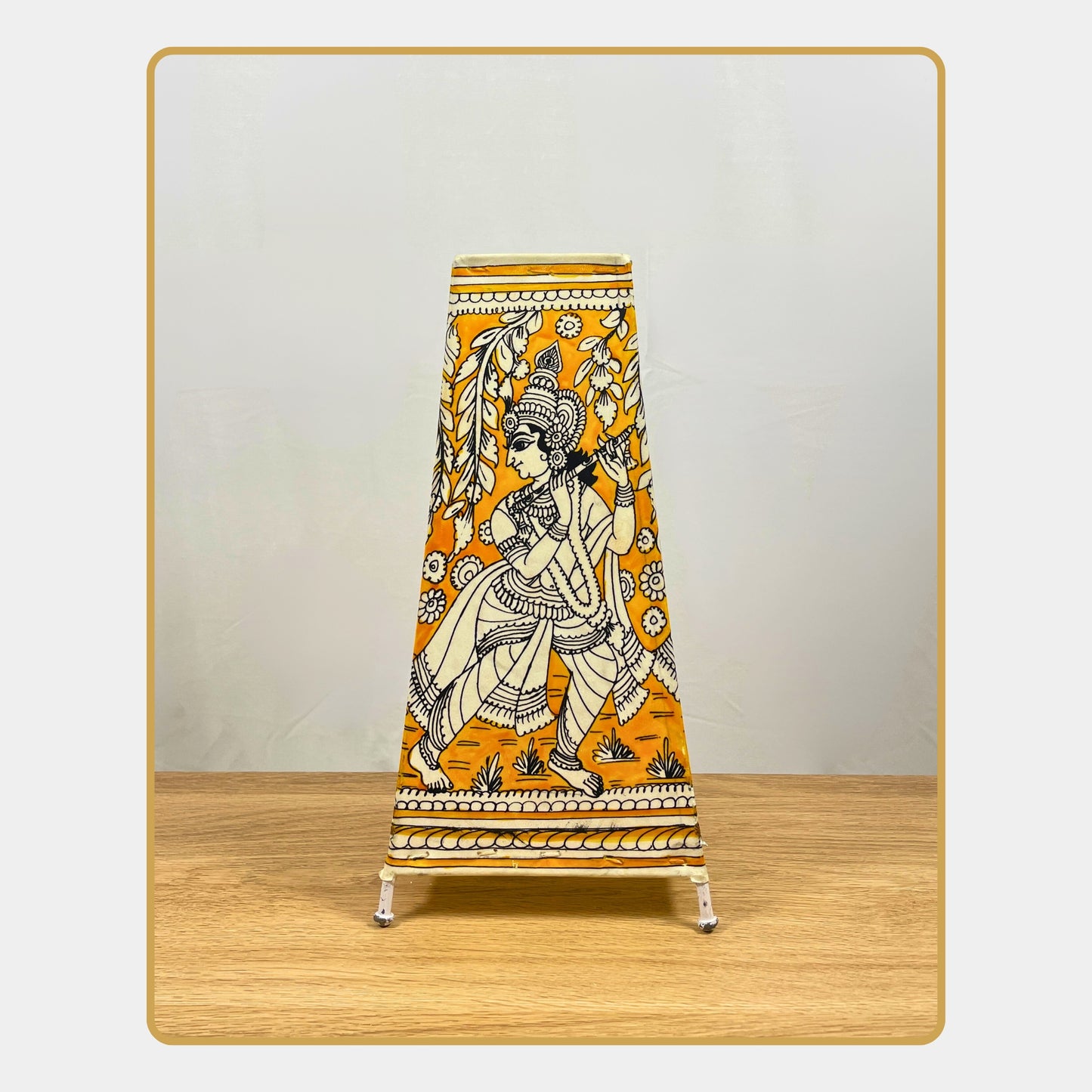 tholu bommalata lamp – dancing radha krishna monochrome lamp (12" - rectangular)