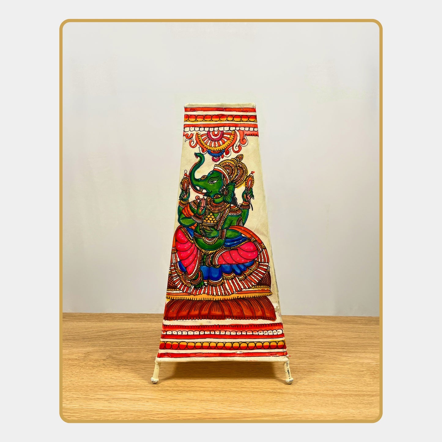 tholu bommalata lamp – lord ganesha in a divine pose (12" - rectangular)
