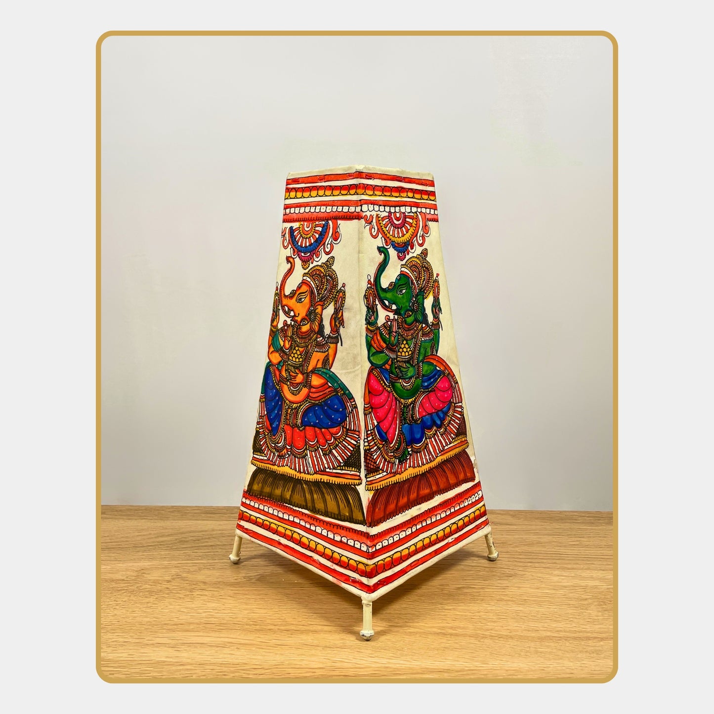tholu bommalata lamp – lord ganesha in a divine pose (12" - rectangular)