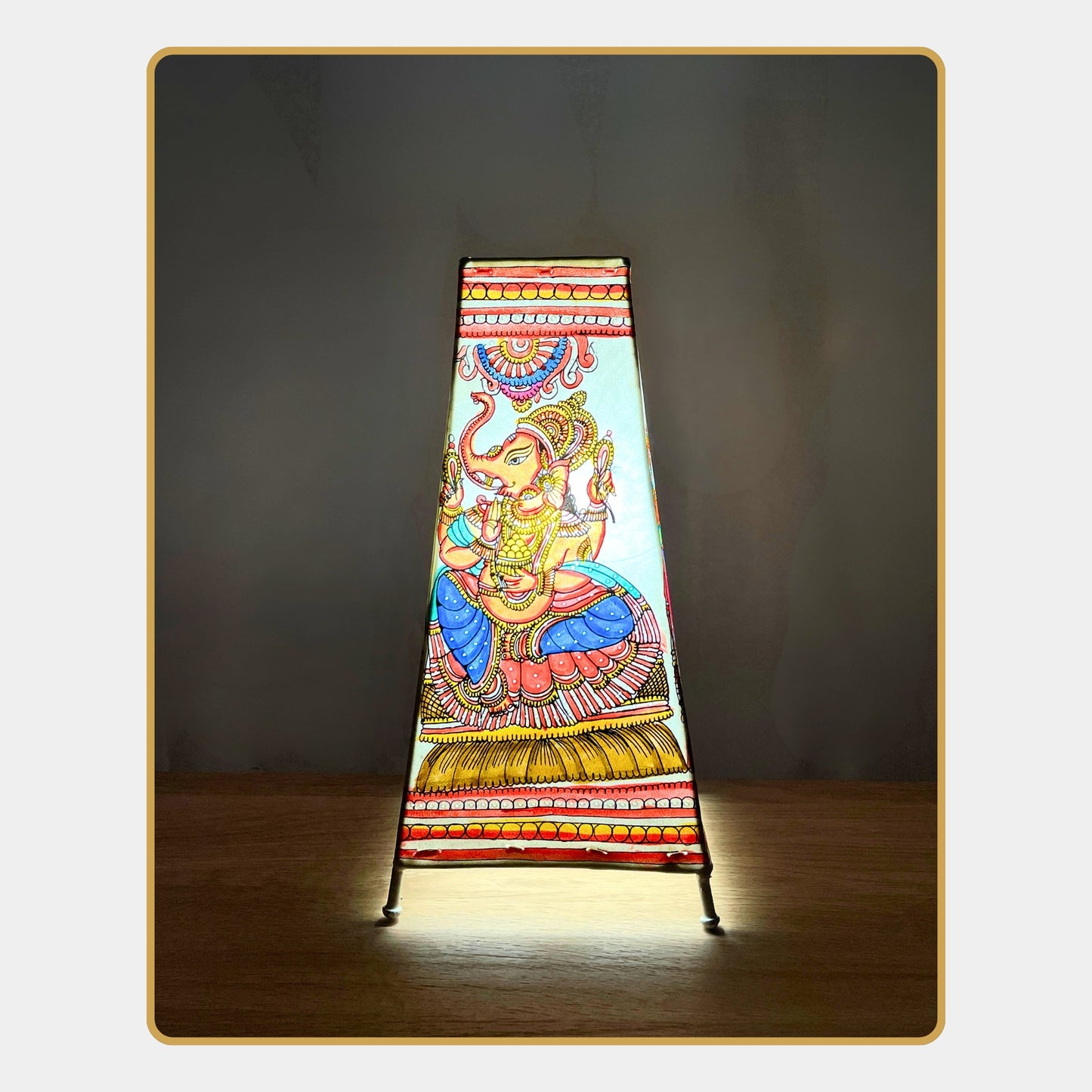 tholu bommalata lamp – lord ganesha in a divine pose (12" - rectangular)