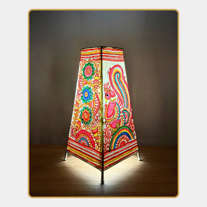 Tholu Bommalata Lamp – Bird & Mandala Flower Lamp (12" - Rectangular)