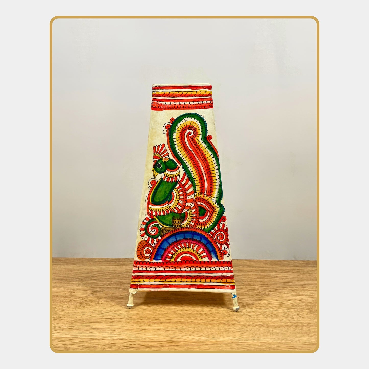 tholu bommalata lamp – bird & mandala flower lamp (12" - rectangular)
