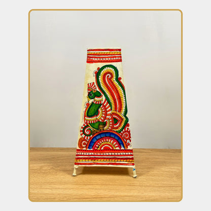 Tholu Bommalata Lamp – Bird & Mandala Flower Lamp (12" - Rectangular)