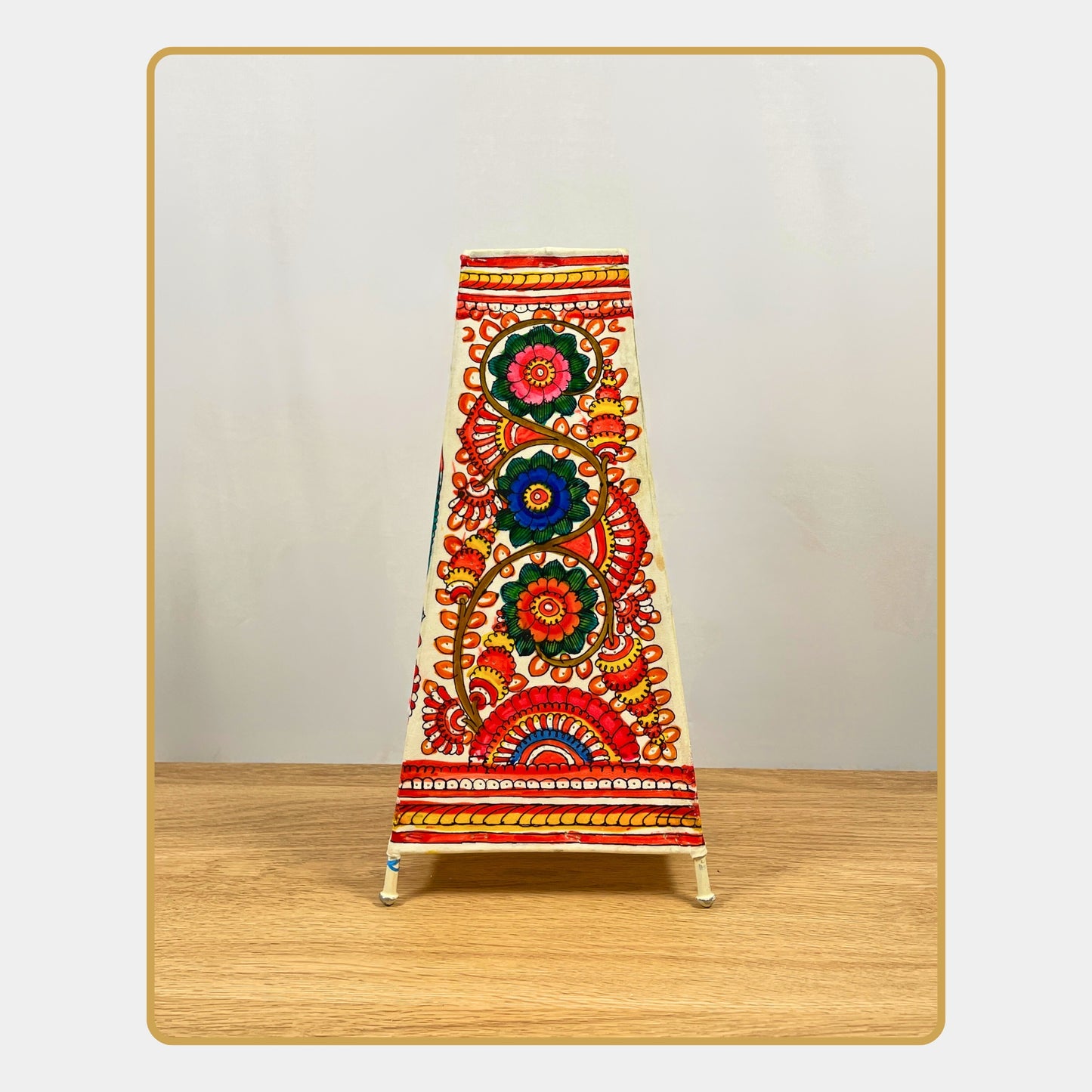 tholu bommalata lamp – bird & mandala flower lamp (12" - rectangular)