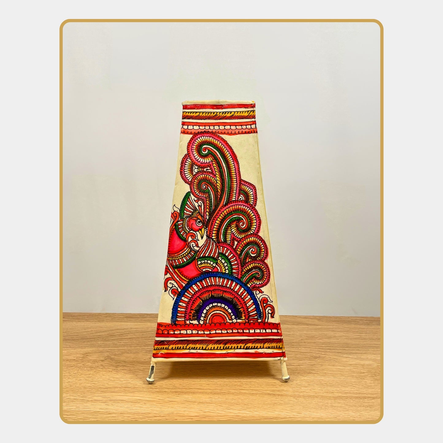 tholu bommalata lamp – floral peacock swirl lamp (12" - rectangular)