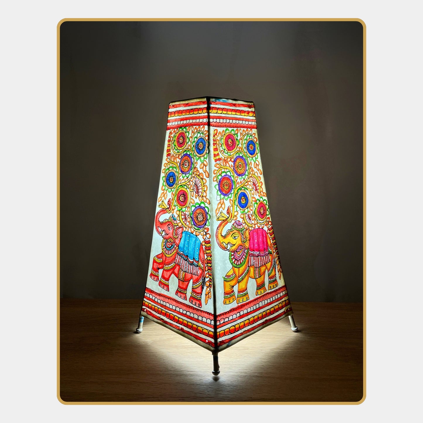 tholu bommalata lamp – elephant folk lamp (12" - rectangular)