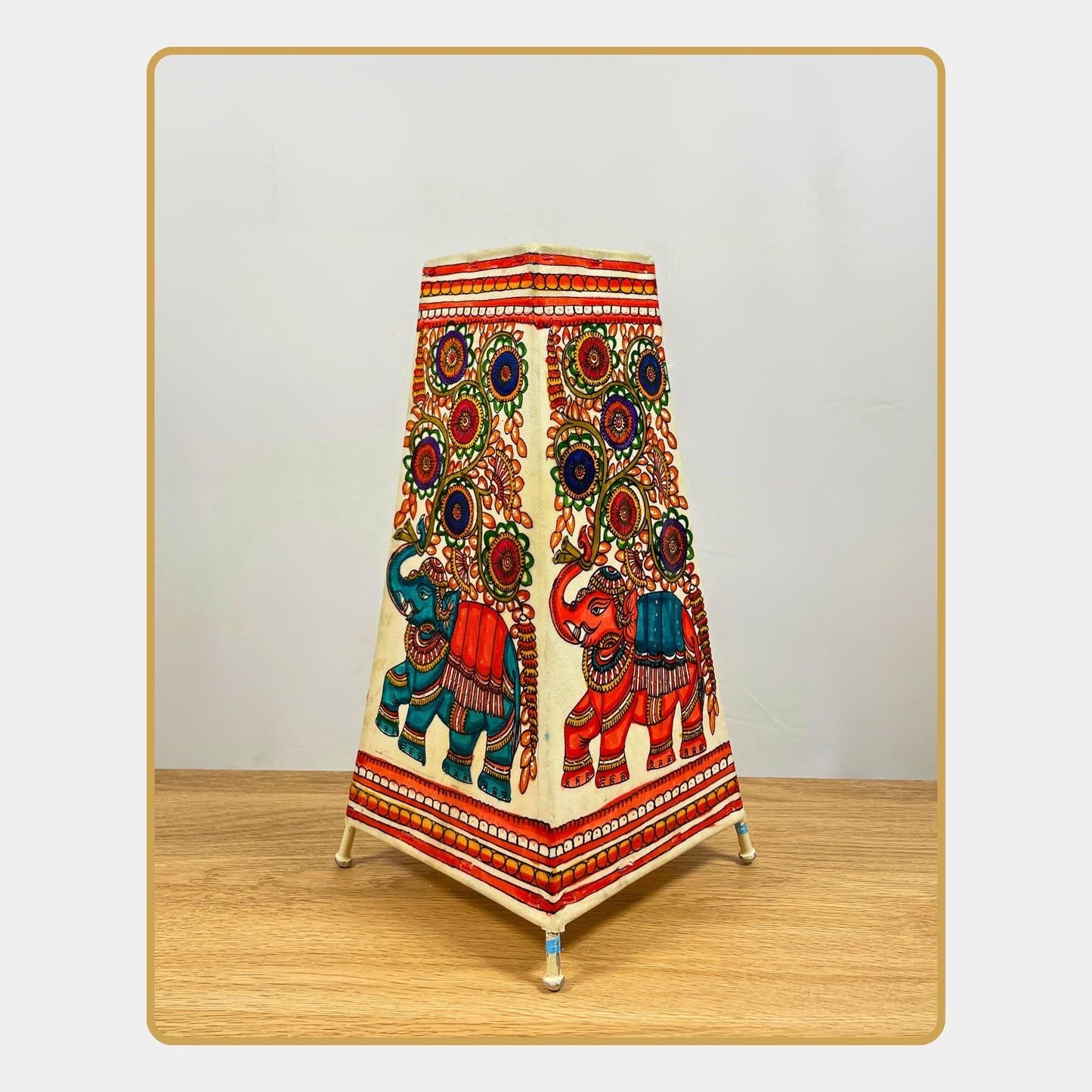 tholu bommalata lamp – elephant folk lamp (12" - rectangular)