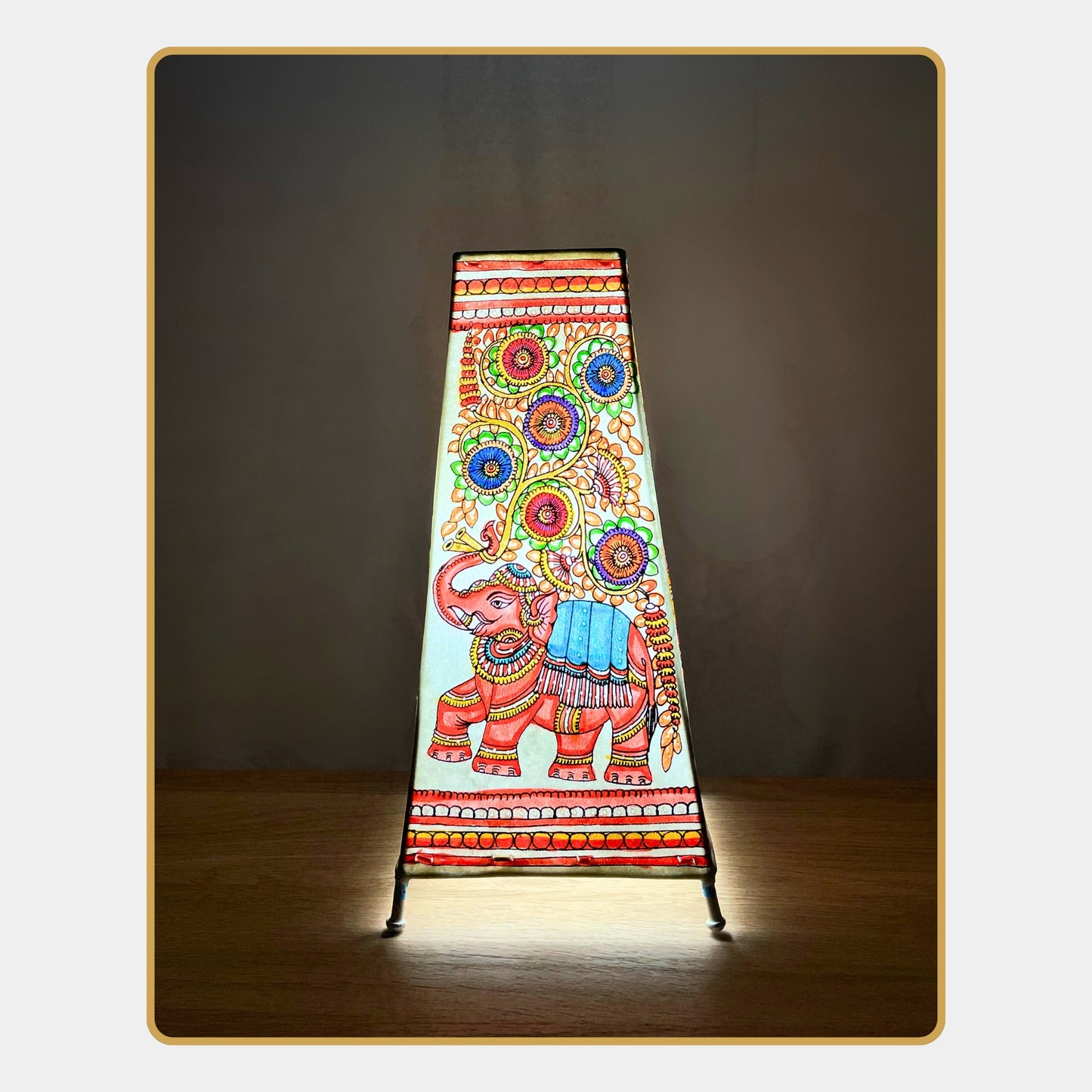 tholu bommalata lamp – elephant folk lamp (12" - rectangular)