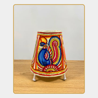 Tholu Bommalata Lamp –  Peacock with highly stylized tail feathers (5" - Conical)