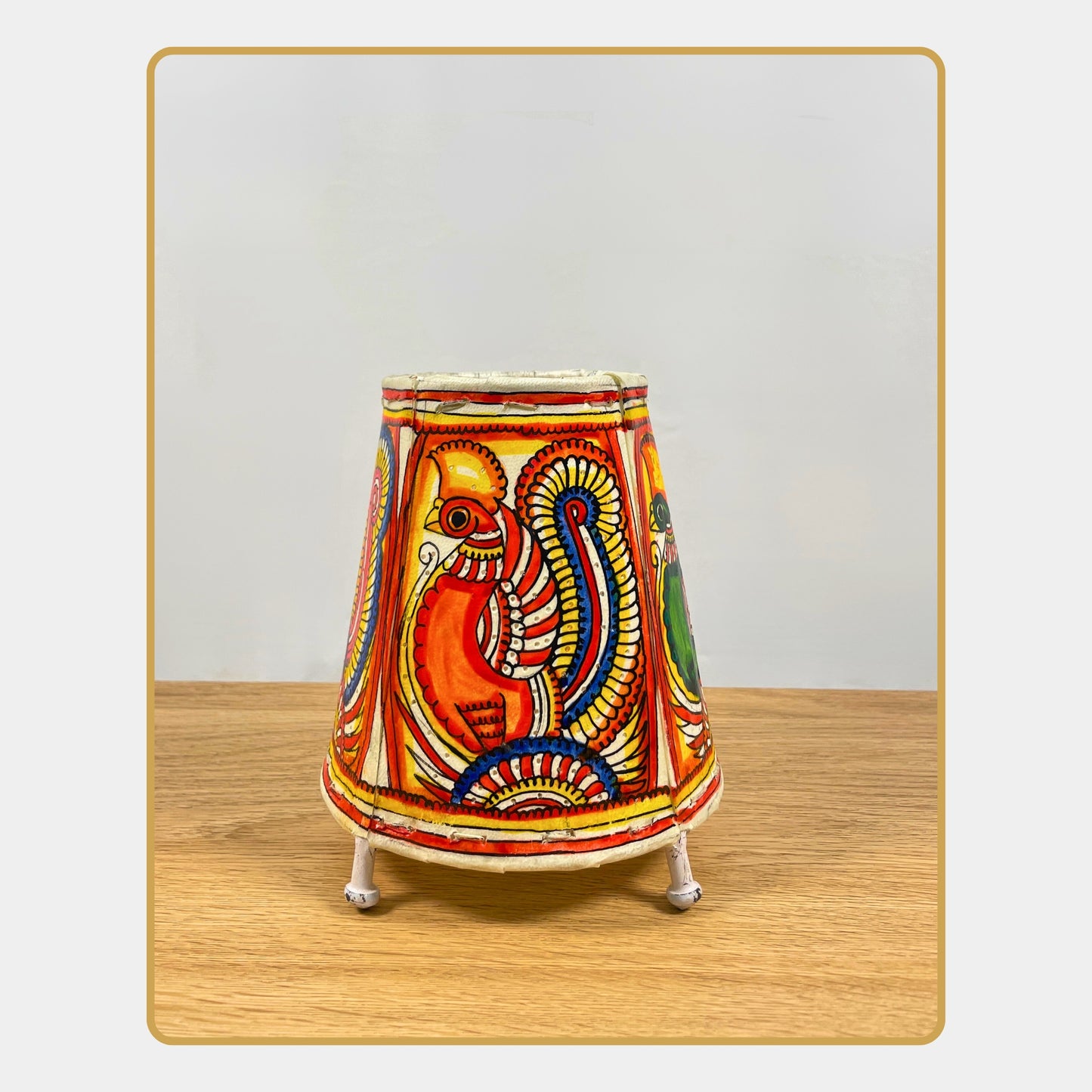 tholu bommalata lamp –  peacock with highly stylized tail feathers (5" - conical)