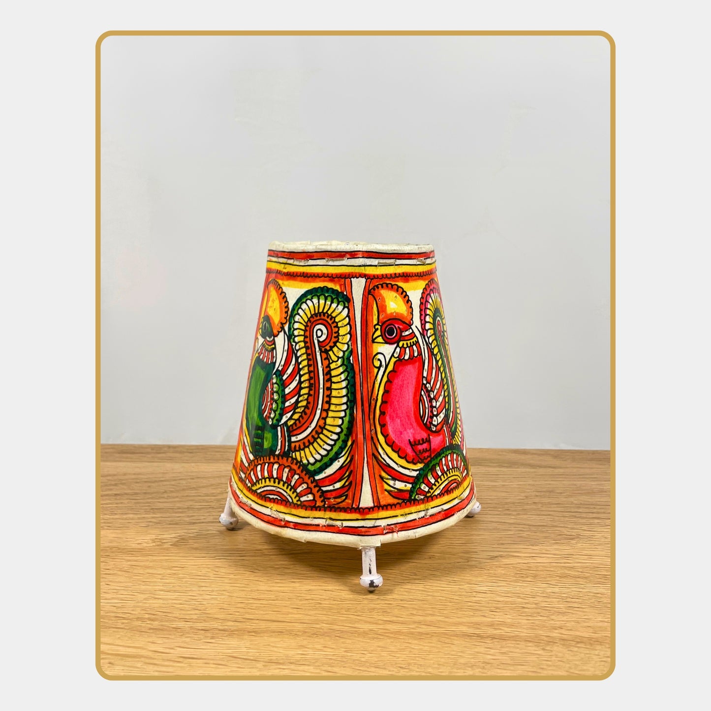tholu bommalata lamp –  peacock with highly stylized tail feathers (5" - conical)