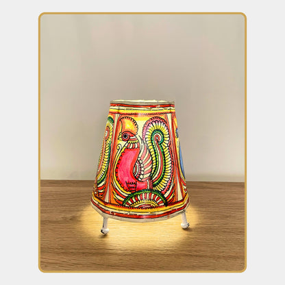 Tholu Bommalata Lamp –  Peacock with highly stylized tail feathers (5" - Conical)