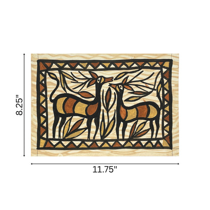 Sohrai Sohrai Art – Twin Deer Painting | Hand-Painted Tribal Wall Décor (Unframed)