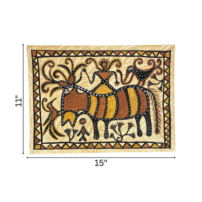 Sohrai Tribal Art – Divine Pashupatinath (Lord of Animals) | Hand-Painted Folk Wall Art (Unframed)