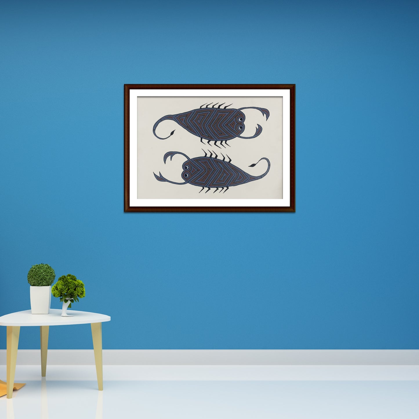 symmetry in nature: bhil scorpion tribal painting (unframed)