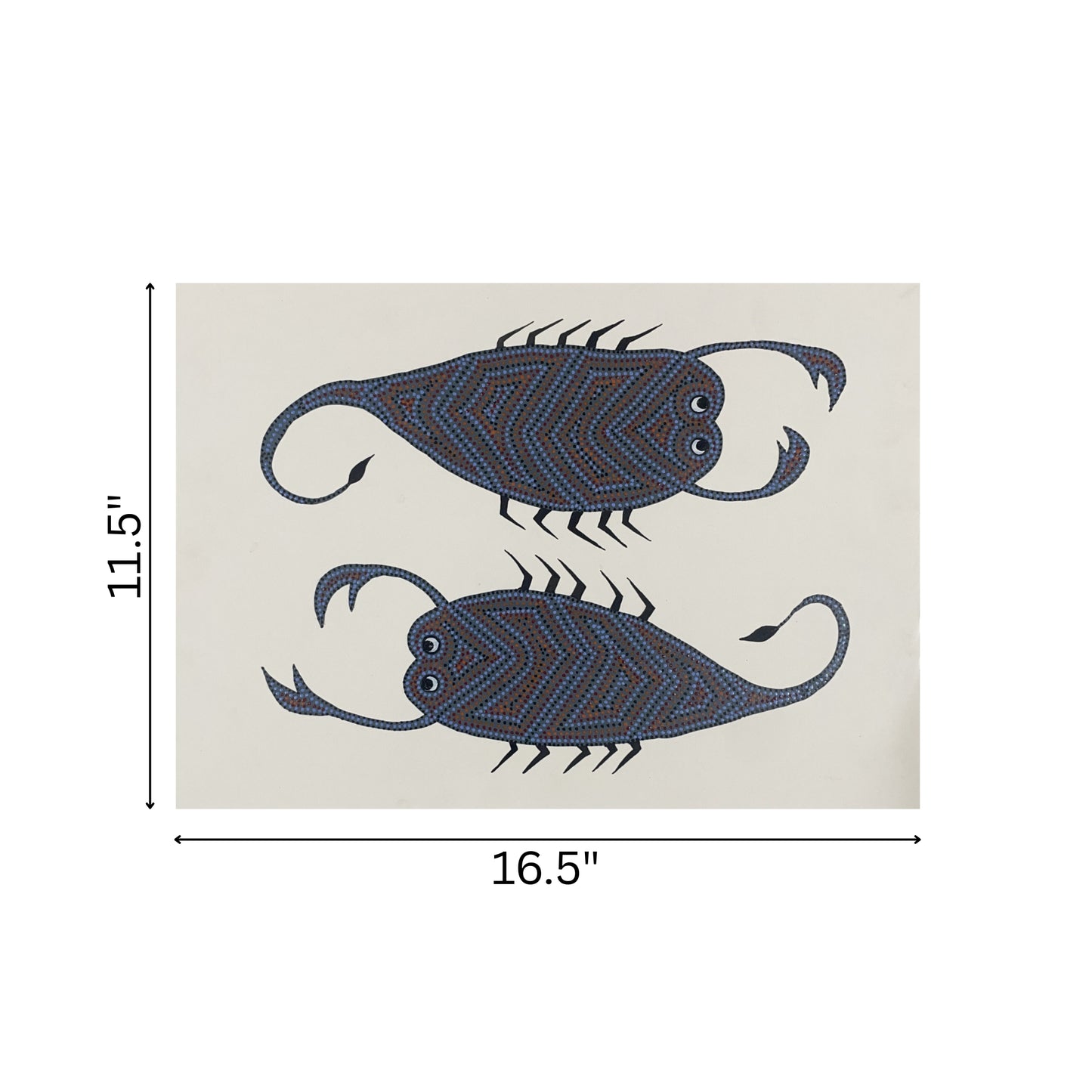 symmetry in nature: bhil scorpion tribal painting (unframed)
